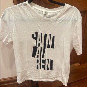 Saint Laurent White Tee with Black Logo
